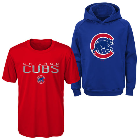 Outerstuff MLB Youth (8-20) Chicago Cubs Performance Team Pullover Hoodie & Shirt Set