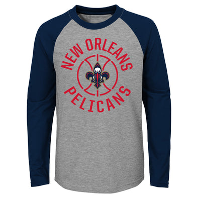 Outerstuff NBA Youth Boys New Orleans Pelicans Fadeaway Raglan Long Sleeve Tee