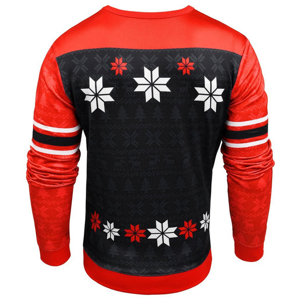 Forever Collectibles NHL Men's Chicago Blackhawks Printed Ugly Sweater, Red/Black