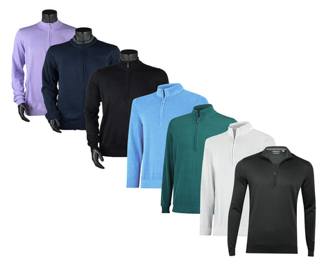 Ashworth Men's Solid Half Zip Pima Fitted Pullover Sweater, Color Options