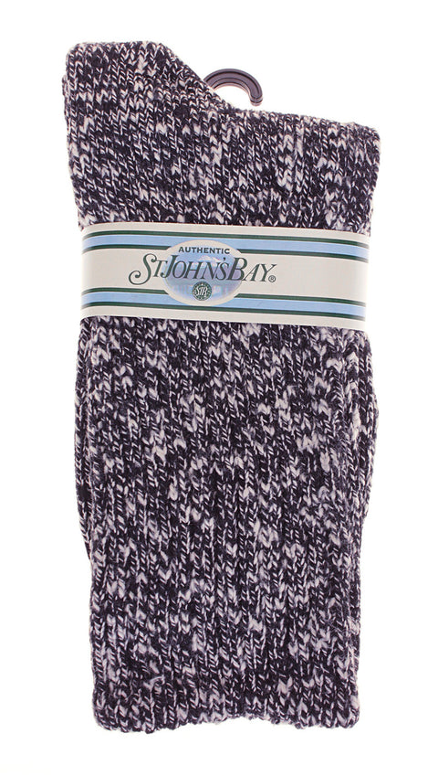 St John's Bay Unisex Ragg Boot Socks 2 Pair Pack, Black/White