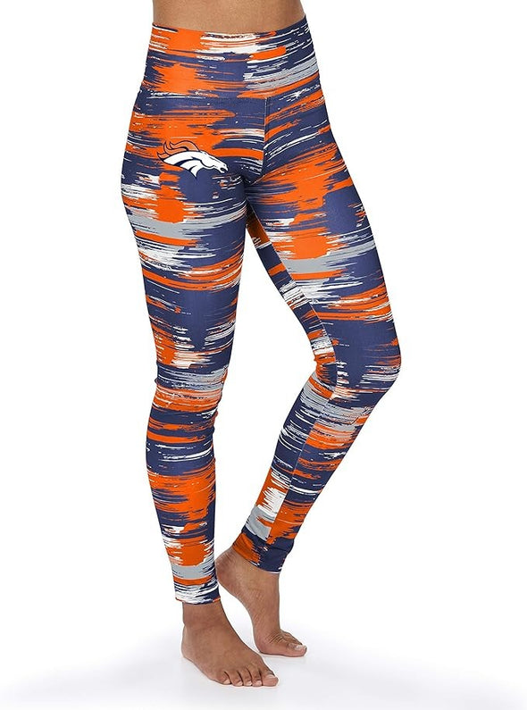 Zubaz NFL Women's Denver Broncos Brushed Paint Team Color Leggings