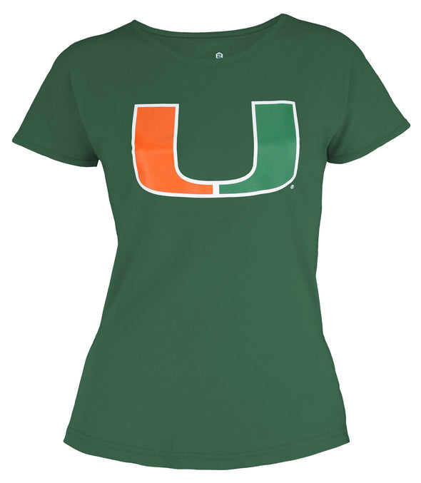 Outerstuff NCAA Youth Girls Miami Hurricane Dolman Primary Logo Shirt