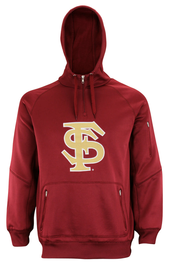 OuterStuff NCAA Men's Florida State Seminoles 1/4 Zip Fleece Hoodie, Red