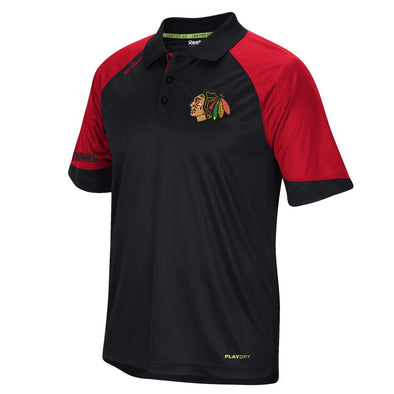 Reebok NHL Men's Chicago Blackhawks Black Center Ice PlayDry Polo