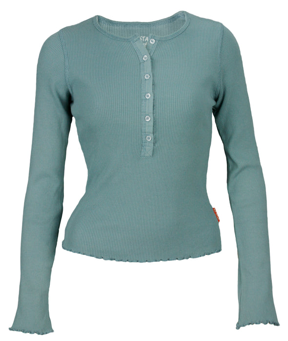 Big Star Women's Thermo Girly Ribbed Shirt with Buttons, Color Options