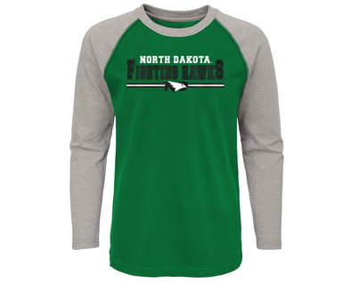 Outerstuff NCAA Youth 8-20 North Dakota Fighting Hawks Varsity Block Raglan Tee