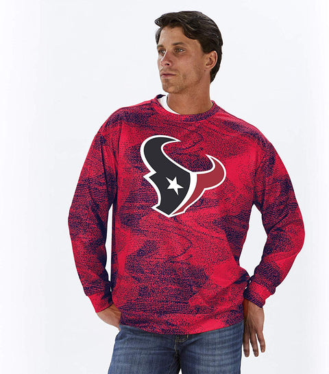Zubaz NFL Football Men's Houston Texans Static Crew Neck Sweatshirt