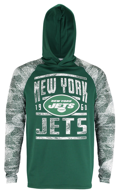Zubaz NFL Men's New York Jets Light Weight Pullover Hoodie with Static Sleeves