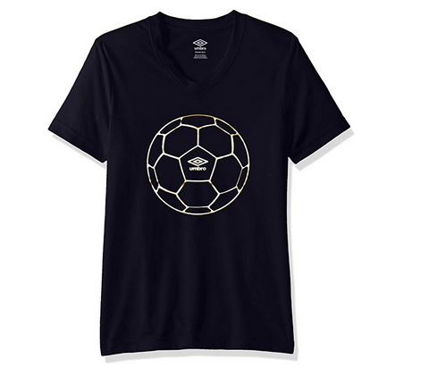Umbro Girls Gold Soccer Ball Poly Short Sleeve Top, Color Options