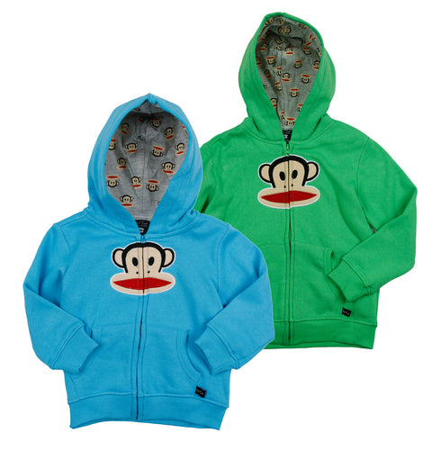Paul Frank Little Boy's Kids Classic Julius Logo Zip Up Sweater Hoodie, 2 Colors