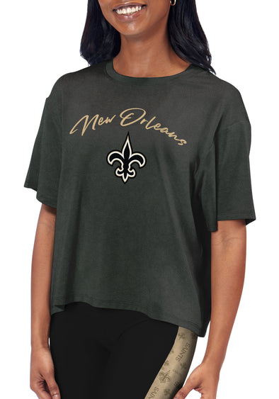 Certo By Northwest NFL Women's New Orleans Saints Turnout Cropped T-Shirt