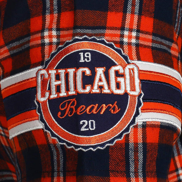 Forever Collectibles NFL Men's Chicago Bears Color Block Short Sleeve Flannel