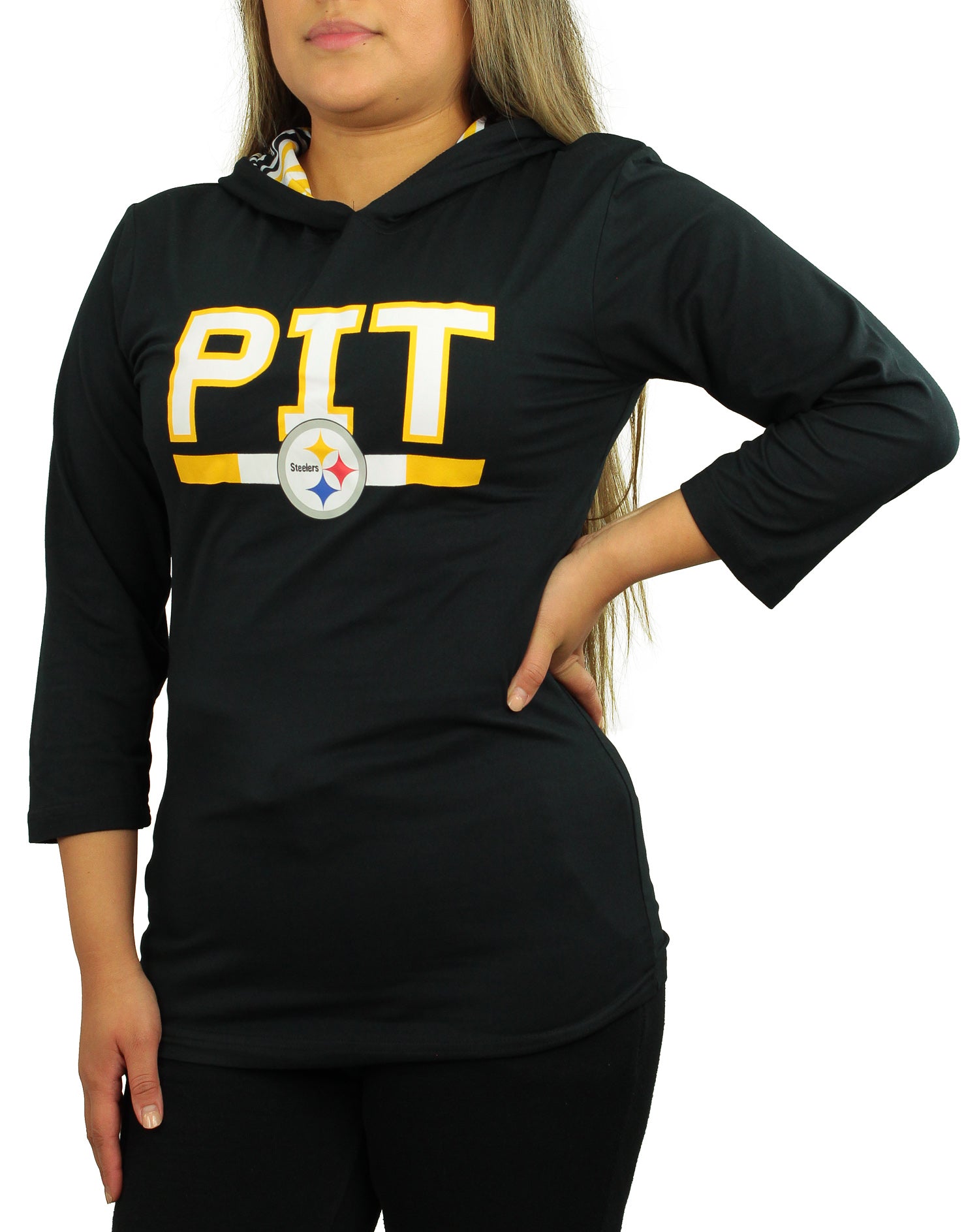 NFL Pittsburgh Steelers Womens Large Lightweight Logo In Hoodie T