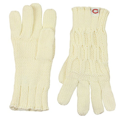 Chicago Bears NFL Football Women's Knitted Woven Winter Gloves - Off-White