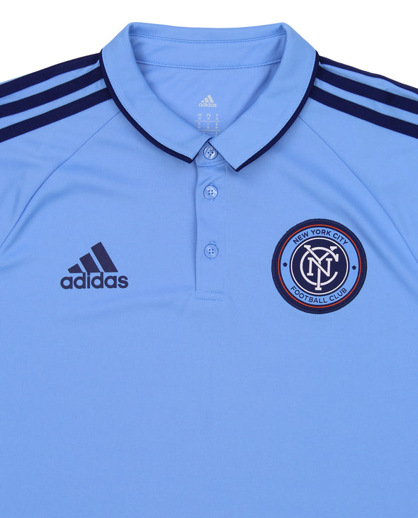 adidas MLS Men's New York City FC Climalite 3-Stripe Coaches Polo, Blue