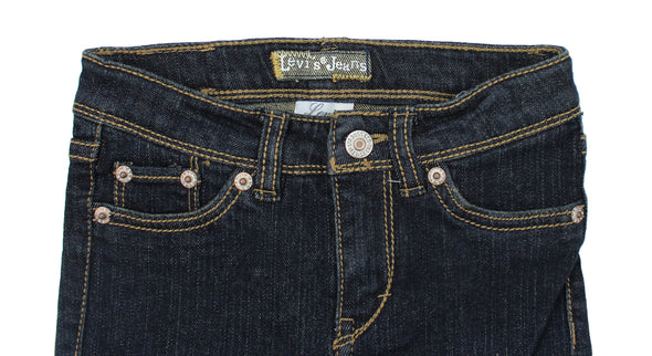 Levi's 312101-208 Little Girls Kids Super Skinny Stretch Denim Jeans - Dark Blue