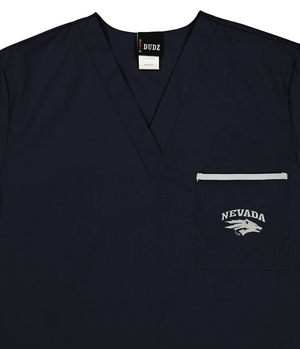 Fabrique Innovations NCAA Unisex Nevada Wolfpack Team Color Scrub Top
