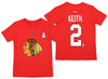 Reebok NHL Boys Youth Chicago Blackhawks Duncan Keith #2 Short Sleeve Tee, Red