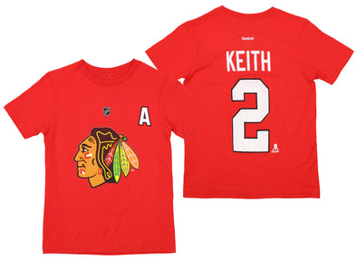 Reebok NHL Boys Youth Chicago Blackhawks Duncan Keith #2 Short Sleeve Tee, Red