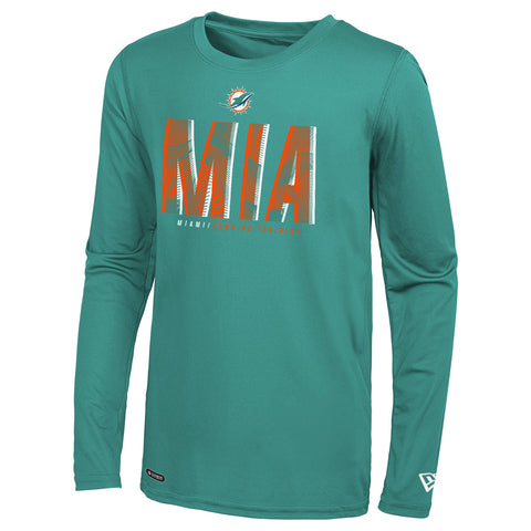 New Era Miami Dolphins NFL Men's Static Abbreviation Long Sleeve Tee, Teal