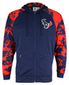 Zubaz NFL Men's Houston Texans Full Zip Hoodie with Lava Sleeves