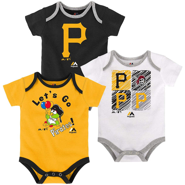 Outerstuff MLB Infant Pittsburgh Pirates Go Team! Three Pack Creeper Set
