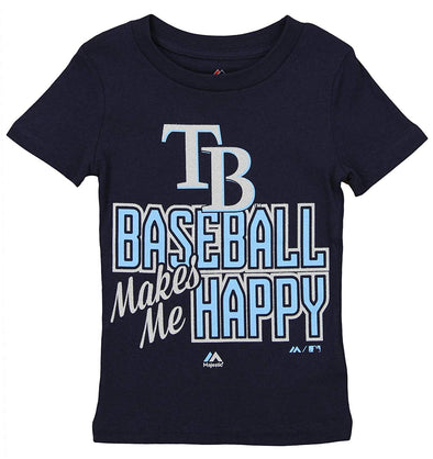 Outerstuff MLB Little Girls Tampa Bay Rays Baseball Makes Me Happy T-Shirt