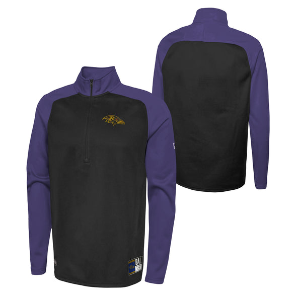 Outerstuff NFL Men's Baltimore Ravens O-Line Performance 1/4 Zip Fleece Top