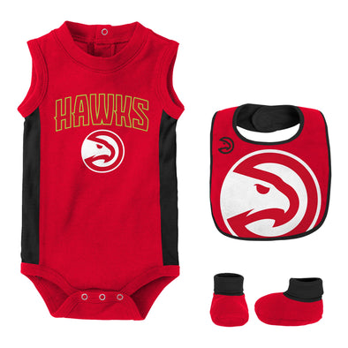 Outerstuff NBA Newborn Atlanta Hawks Overtime Creeper/Bib & Bootie Set