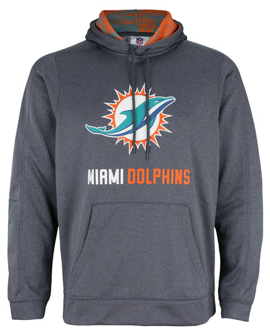 Zubaz NFL Men's Miami Dolphins  Fleece Hoodie, Heather Grey
