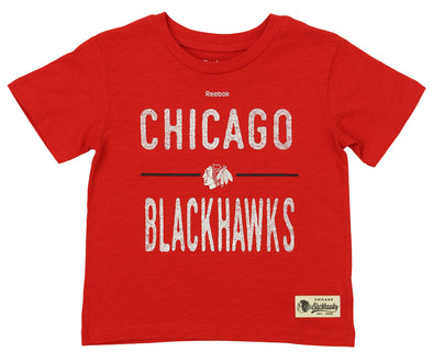 Reebok NHL Kids Chicago Blackhawks Descendant Short Sleeve Slub Tee, Red