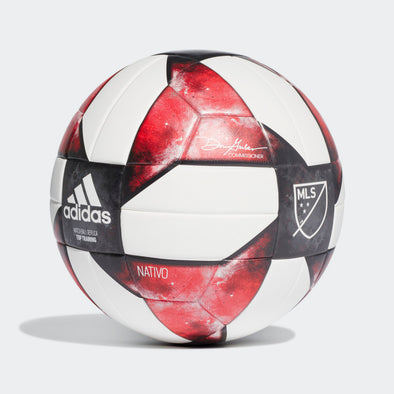 Adidas MLS NFHS Top Training Soccer Ball, White / Black / Active Red, Size 4