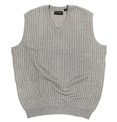 Reebok Men's Tall Golf Cable Knit Sweater Vest, Grey