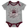 Outerstuff Montana Grizzlies NCAA Infant Champs 3-Piece Creeper Set, Maroon/White/Grey