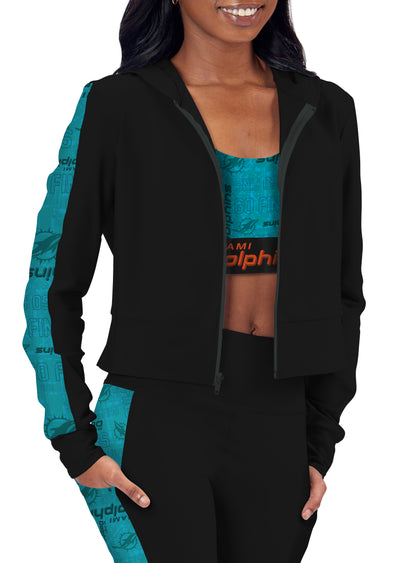 Certo By Northwest NFL Women's Miami Dolphins All Day Cropped Hoodie, Black