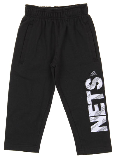 Adidas NBA Toddlers Brooklyn Nets Vertical Cut Fleece Pants, Black