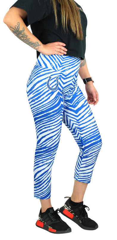 Zubaz NFL Women's Indianapolis Colts 2 Color Zebra Print Capri Legging