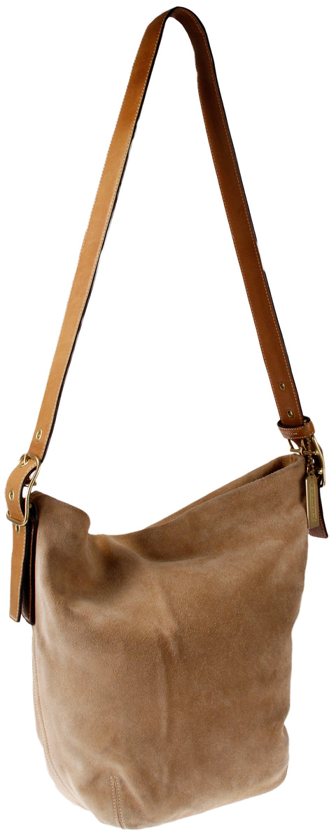 Coach Legacy Suede Shoulder Hobo Purse - Tan