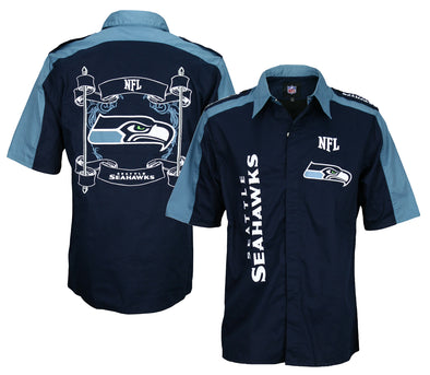 Seattle Seahawks NFL Embroidered Men's Button Down Shirt, Navy