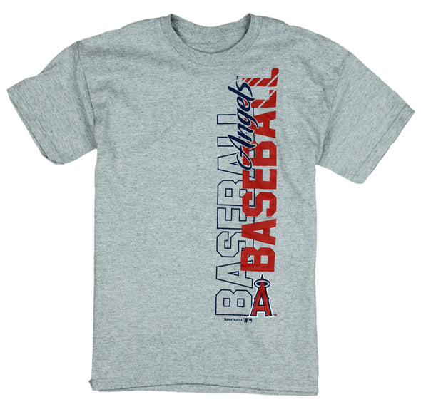 MLB Baseball Youth Boys Los Angeles Angels Vertical Graphic Tee T-Shirt, Grey