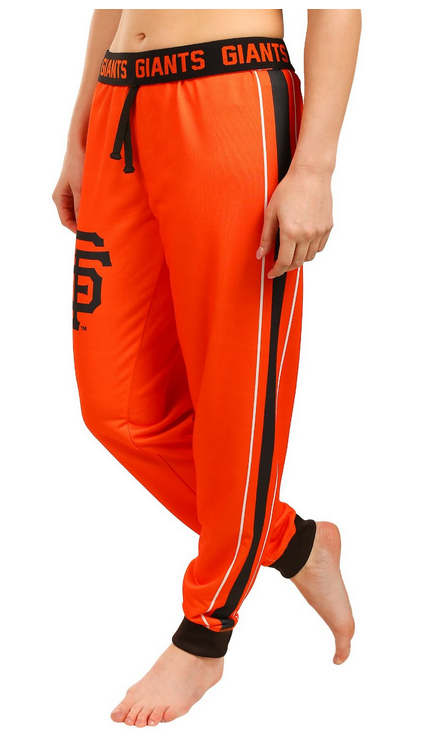 KLEW MLB Women's San Francisco Giants Cuffed Jogger Pants, Orange