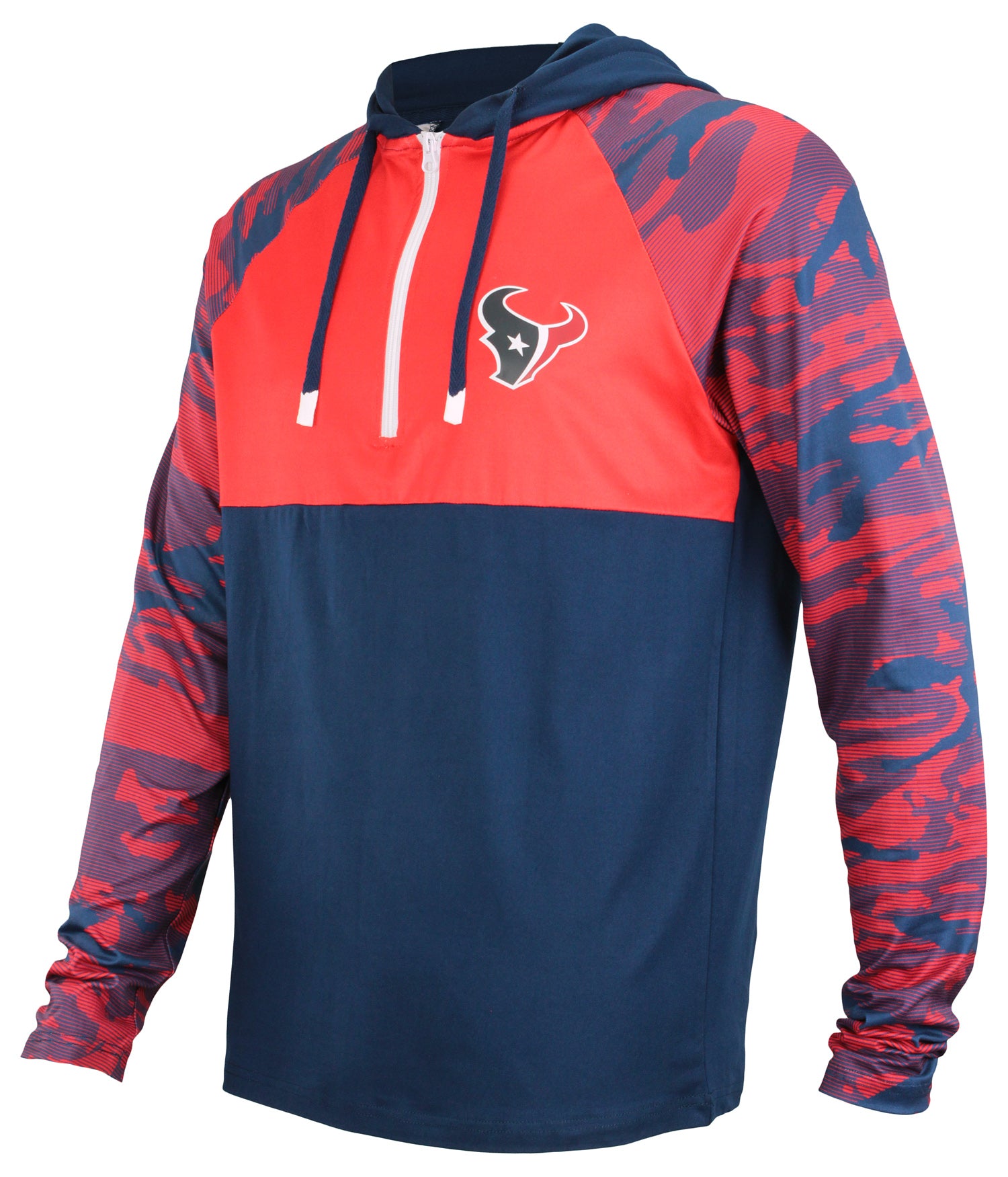 Zubaz NFL Men's Houston Texans Team Color Block 1/4 Zip Hoodie W/ Camo –  Fanletic