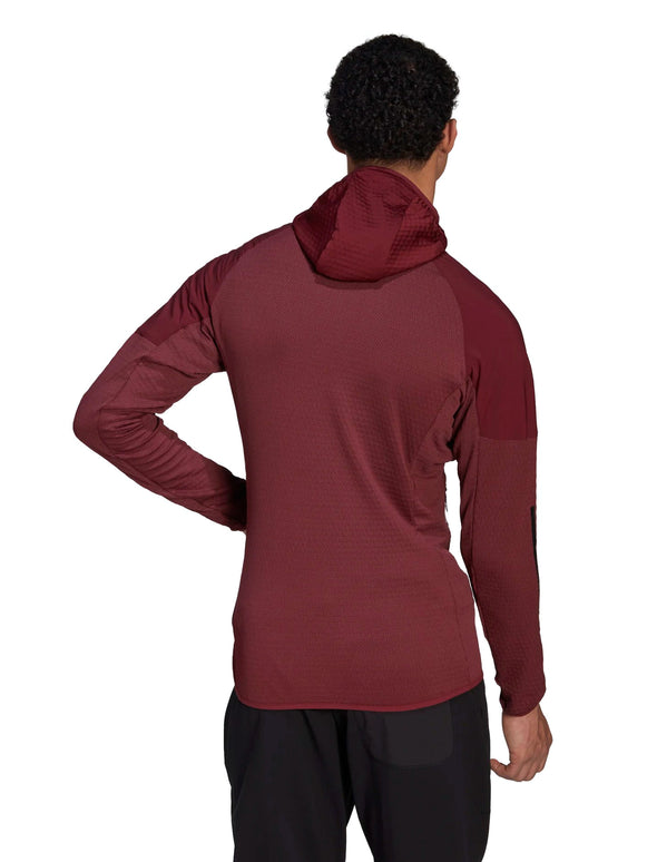 adidas Men's Techrock Flooce Wind Hooded Full Zip Jacket, Shadow Red