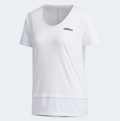 Adidas Women's Essentials Material Mix Tee Shirt, White / Black