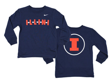 Nike NCAA Kids Illinois Fighting Illini Long Sleeve Local Tee, Navy