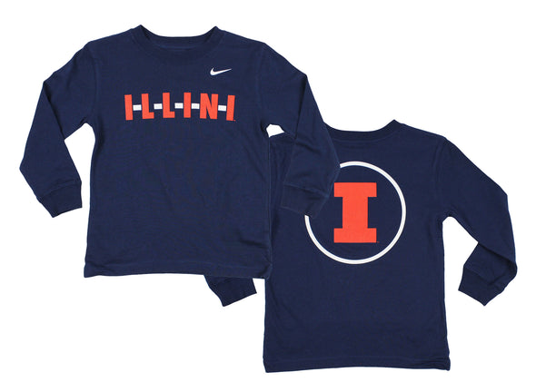 Nike NCAA Kids Illinois Fighting Illini Long Sleeve Local Tee, Navy
