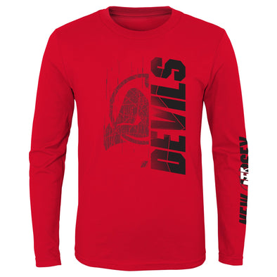 Outerstuff NHL Youth Boys New Jersey Devils Wordmark and Logo Long Sleeve T-Shirt