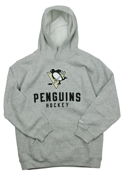 Reebok NHL Hockey Youth Pittsburgh Penguins Fleece Hoodie Sweatshirt - Grey