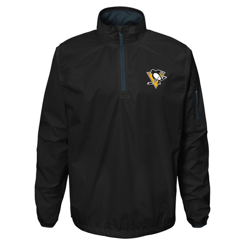 Outerstuff Pittsburgh Penguins NHL Boys' Youth (8-20) Alpha Performance 1/4 Zip Jacket, Black